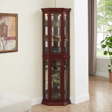 Load image into Gallery viewer, Corner Curio Cabinet With Lights, Adjustable Tempered Glass Shelves, Mirrored Back, Display Cabinet (E26 Light Bulb Not Included)