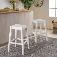 Load image into Gallery viewer, Counter Barstool (Set of 2), Rubber Wood - White