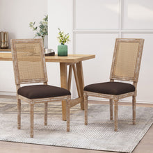Load image into Gallery viewer, French Country Dining Chair With Rectangular Cane Backrest And Smooth Upholstered Seating