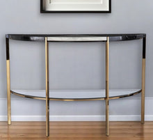 Load image into Gallery viewer, Faux Marble Half Moon Console Table With Shelves - Black / White / Champagne