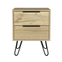 Load image into Gallery viewer, 17.7" x 13.7" x 22.4" Two Drawer Faux Wood Nightstand - Oak