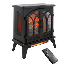 Load image into Gallery viewer, 24" 3D Flame Electric Infrared Quartz Fireplace Stove With Remote Control - Antique Black