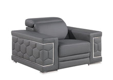 Load image into Gallery viewer, Genuine Leather Lounge Chair - Granite Gray And Silver