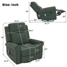 Load image into Gallery viewer, Manual Recliner Chair With 270 Degree Swivel, Massage & Heating, Dual Reclining Positions