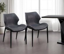 Load image into Gallery viewer, Upholstered Faux Leather Wing Back Dining Side Chairs (Set of 2) - Gray