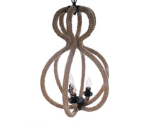 Load image into Gallery viewer, Iron And Rope Three Light Ceiling Light - Natural / Black