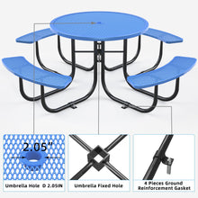 Load image into Gallery viewer, Round Outdoor Steel Picnic Table 46" With Umbrella Pole
