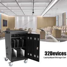 Load image into Gallery viewer, Mobile Charging Cart And Cabinet For Tablets Laptops 32-Device - Matt Black