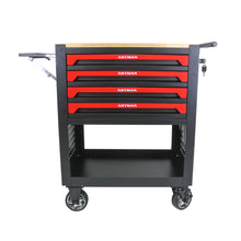 Load image into Gallery viewer, 4 Drawers Multifunctional Tool Cart With Wheels And Wooden Top