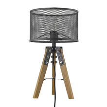 Load image into Gallery viewer, Solid Wood Tripod Table Lamp With Black Drum Shade - Brown