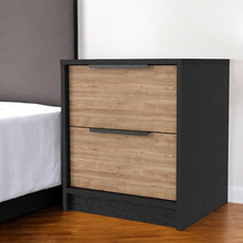 Load image into Gallery viewer, 19" Wood Two Drawer Nightstand - Black And Natural