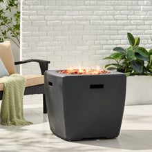 Load image into Gallery viewer, Outdoor Lightweight Concrete Square Fire Pit 40, 000 Btu With Built In Tank Storage - Dark Gray