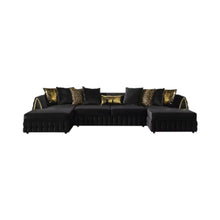 Load image into Gallery viewer, Velvet U Shaped Sofa Chaise Sectional With Toss Pillows - Black