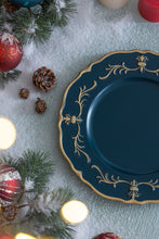 Load image into Gallery viewer, Plastic Charger Plate (Set of 8) - Blue / Gold / Polypropylene