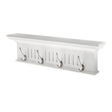 Load image into Gallery viewer, 28" Wood Four Hook Wall Mount Coat Rack - White