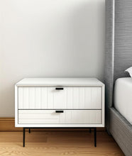 Load image into Gallery viewer, Two Drawer Faux Wood Nightstand - White And Black