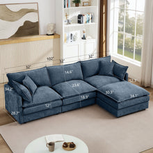 Load image into Gallery viewer, Modular L-Shaped Sectional Sofa With Movable Ottoman