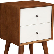 Load image into Gallery viewer, Century Modern Wood 2 Drawer Nightstand - Brown And White