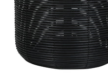 Load image into Gallery viewer, Rattan Round Table Lamp With Ivory Drum Shade - Black