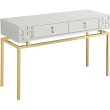 Load image into Gallery viewer, Mirrored Console Table And Drawers - White And Gold