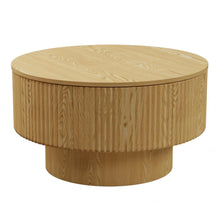 Load image into Gallery viewer, Modern Circular Coffee Table With Stripe Design And Storage Space