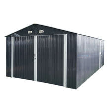 Load image into Gallery viewer, Outdoor Storage Shed Metal Garage Shed For Car, Bike, Lawnmower Backyard Tool House Building 2 Doors And 4 Vents - Black