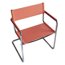 Load image into Gallery viewer, Leather Stainless Steel Arm Chair - Terra Cotta / Silver