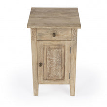 Load image into Gallery viewer, Solid Wood End Table With Cabinet And Drawer - Natural Brown