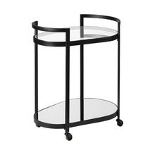 Load image into Gallery viewer, Cyclider Metal With Two Mirror Glass Shelves Bar Cart - Black
