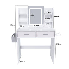 Load image into Gallery viewer, Elegant LED Mirror Vanity Dressing Table With Adjustable Lights, Drawers & Storage - White
