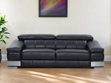 Load image into Gallery viewer, With Silver Legs Sofa Italian Leather - Black