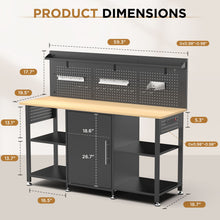 Load image into Gallery viewer, Workbench With Storage Cabinet And Pegboard - Black