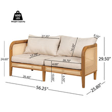 Load image into Gallery viewer, Kirkby - Bohemian Outdoor Patio Cushioned Sofa Weatherproof 56.25In - Teak / Beige