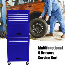 Load image into Gallery viewer, 6 Drawer Lockable Tool Cabinet On Wheels, Steel Rolling Tool Chest With Detachable Toolbox