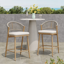 Load image into Gallery viewer, Outdoor 26" Counter Height Metal Frame Counter Stools With Scallop Shaped Backrest & Water Resistant Cushions