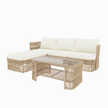 Load image into Gallery viewer, Outdoor Modular Conversation Sofa With Cushions And Coffee Table - Beige