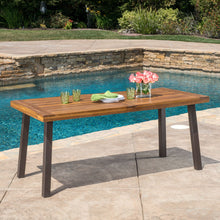 Load image into Gallery viewer, Della - Modern Industrial Dining Table With Acacia Wood Top - Teak