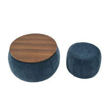 Load image into Gallery viewer, Round Storage Ottoman, 2 In 1 Function, End Table And Ottoman