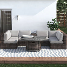 Load image into Gallery viewer, All Weather 4 Person Patio Sofa Set With Fire Pit And Side Table Rustproof - Brown