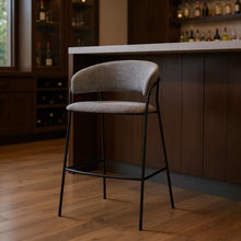 Load image into Gallery viewer, Fabric And Metal Bar Height Bar Chair - Gray / Black