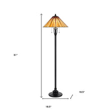 Load image into Gallery viewer, Two Light Traditional Shaped Floor Lamp With Red And Ivory Abstract Tiffany Glass Empire Shade - Bronze