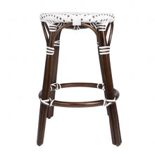 Load image into Gallery viewer, Rattan Backless Counter Height Bar Chair - Dark Brown White And Brown