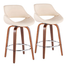 Load image into Gallery viewer, Fabrico - Mid Century Modern, Fixed Height Counter Stool With Round Footrest (Set of 2)