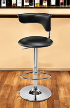 Load image into Gallery viewer, Faux Leather And Metal Low Back Adjustable Height Bar Chair (555039) - Black And Silver