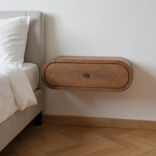 Load image into Gallery viewer, 18" Solid Wood Oval One Drawer Floating Nightstand - Chestnut