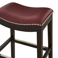 Load image into Gallery viewer, Solid Wood Backless Bar Chair - Dark Red / Espresso