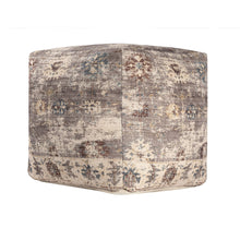 Load image into Gallery viewer, Upholstered Medallion Pouf Ottoman - Ivory / Taupe