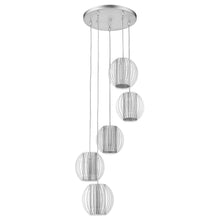 Load image into Gallery viewer, Five Light Acrylic And Steel Shade Hanging Globe Light - Silver