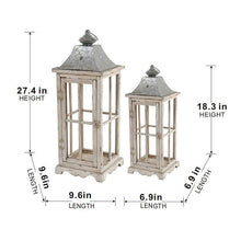 Load image into Gallery viewer, Wooden Candle Lantern Decorative, Hurricane Lantern Holder Decor For Indoor Outdoor, Home Garden - Ivory