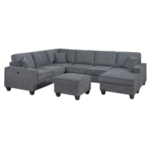 Load image into Gallery viewer, 5 Piece Sectional Set Left Arm Loveseat With USB Port Corner Wedge Ottoman Armless Chair Right Arm Loveseat With Chaise - Gray / Slate